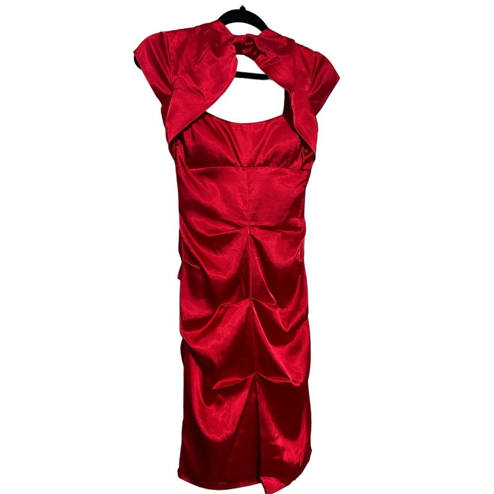 Red Bodycon Dress - Ruched - X-Small - Excellent Condition